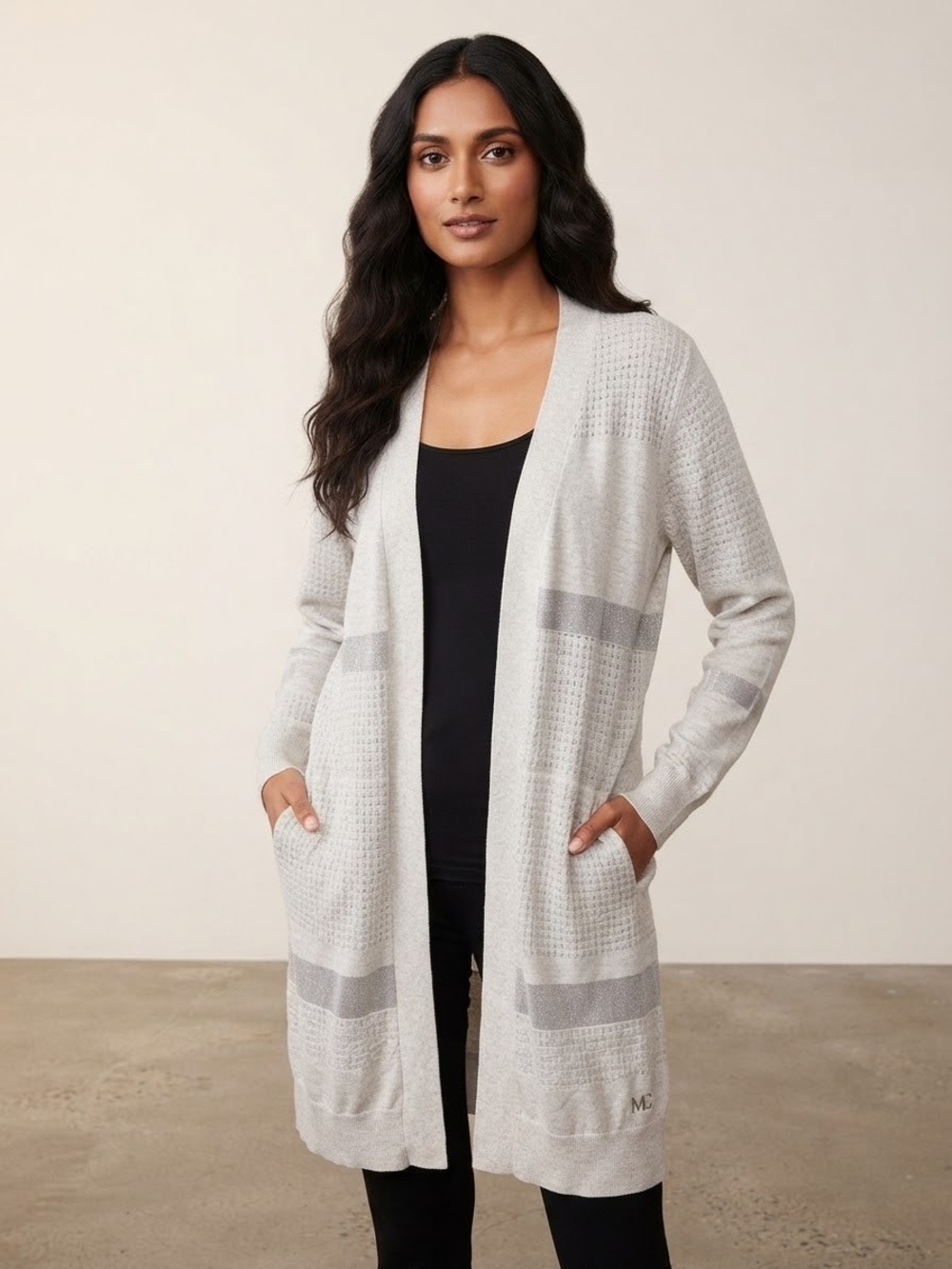 Harley-Davidson Light Gray Open-Front Long Cardigan Size Small